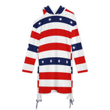 Stars and Stripes Off-Shoulder Hooded Dress