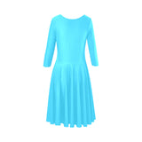 light blue d08 pepper green stripes front Tethys Half-Sleeve Skater Dress(Model D20)