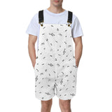 white music print Unisex Shorts Suspender Jumpsuit (Model L78)