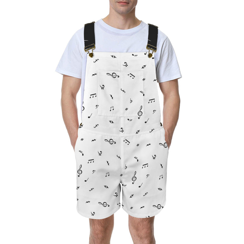 white music print Unisex Shorts Suspender Jumpsuit (Model L78)