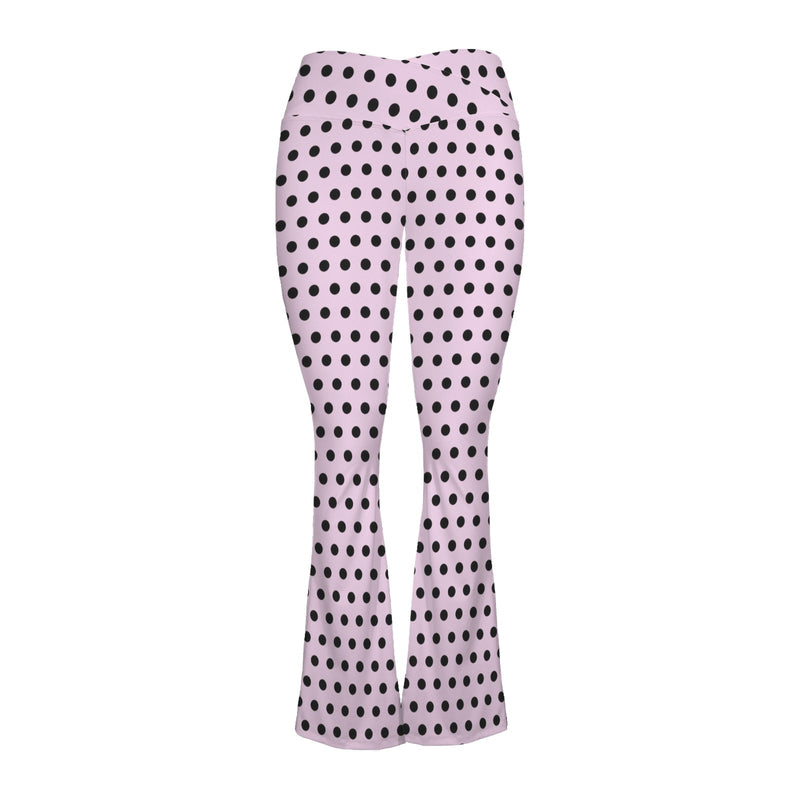 Polka Dot High Waist Crossover Tummy Control Flare Leggings