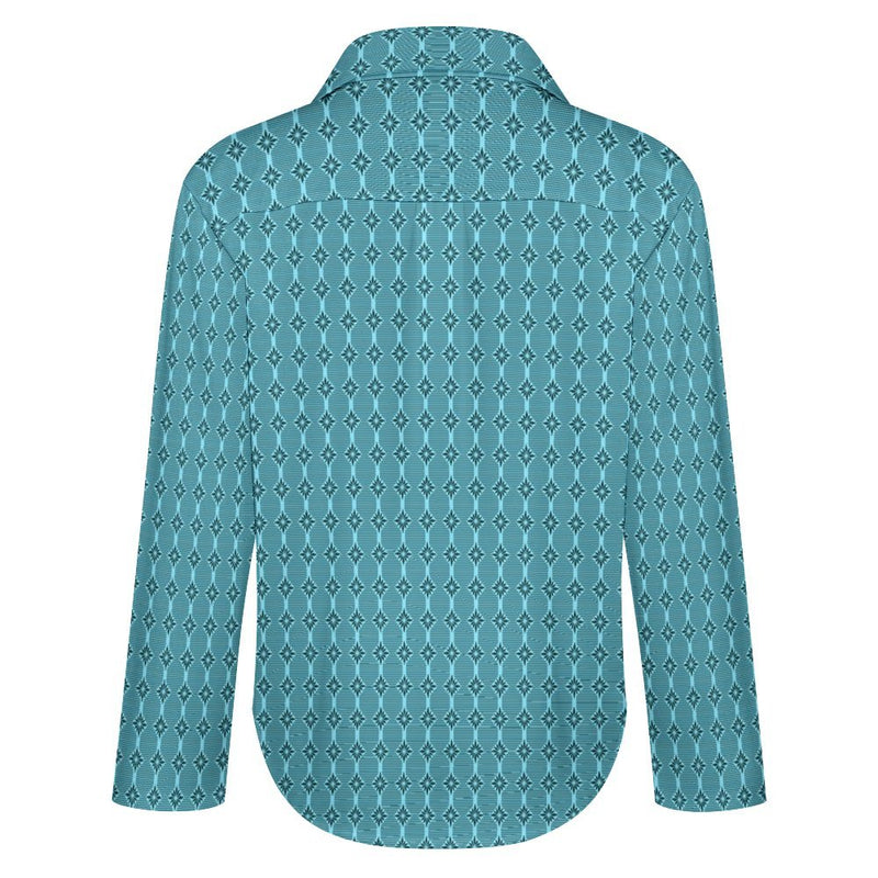 Long Sleeve Blouse (B648) Cropped hem shirt