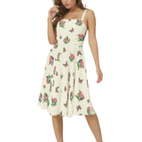 Sleeveless Square Neck Flare Hem Midi Dress