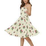 Sleeveless Square Neck Flare Hem Midi Dress