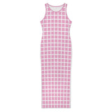 Window Pane Split cheongsam Sleeveless Bodycon Side Slit Long Dress