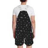 white music print Unisex Shorts Suspender Jumpsuit (Model L78)