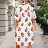 apples swimwear print Short Sleeve Button Front Shirt Dress