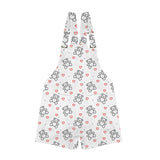 fuchsia rose emerald green greek key print 4 Unisex Shorts Suspender Jumpsuit (Model L78)