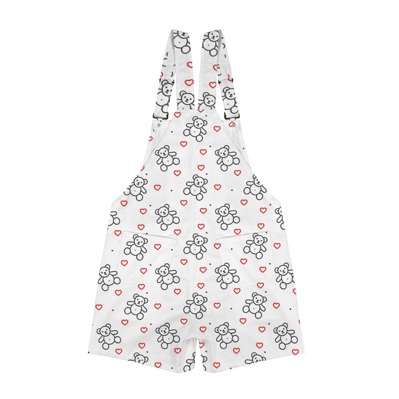 fuchsia rose emerald green greek key print 4 Unisex Shorts Suspender Jumpsuit (Model L78)