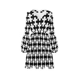 bw puzzle pieces alt3 V-Neck Loose Fit Dress (Model D62)