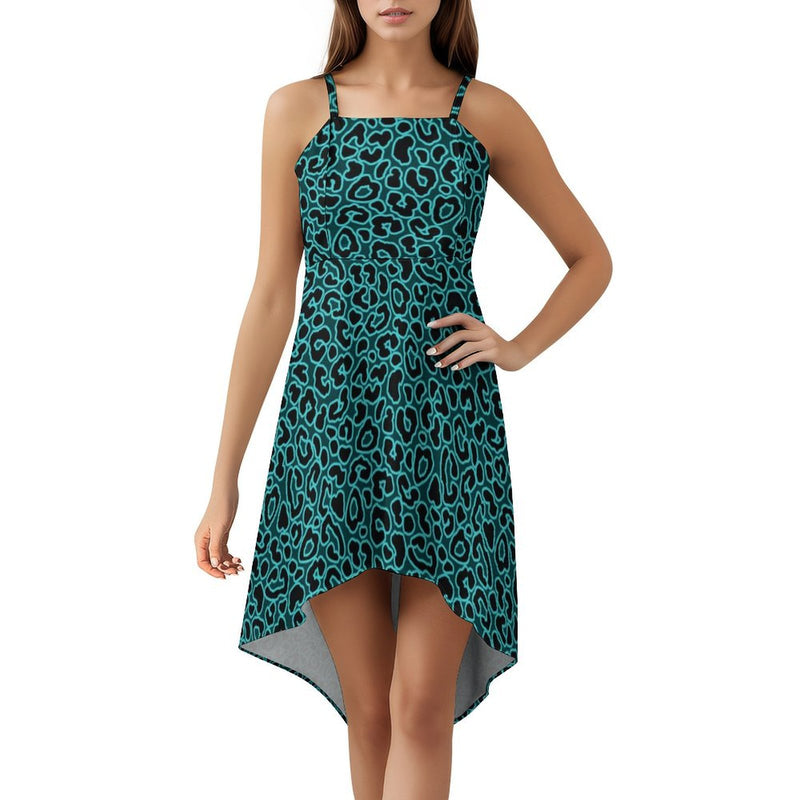 Women&#039;s High-Low Spaghetti Strap Dress Tailcoat skirt