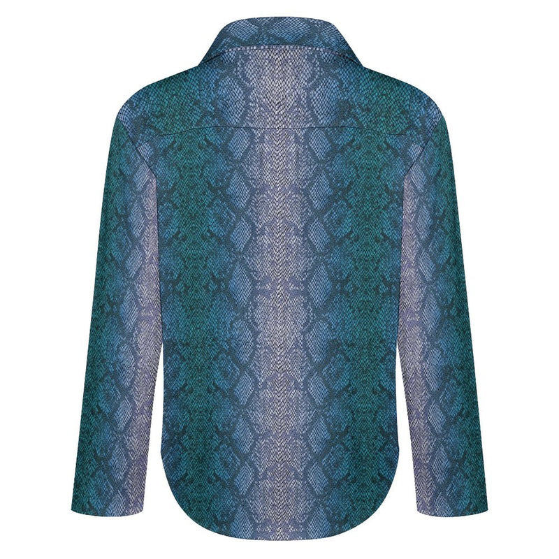 Long Sleeve Blouse (B648) Cropped hem shirt