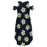 Cold Shoulder Long Split Dress with Pocket Dress
