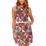 patchwork print xmas 4 Eos Women's Sleeveless Dress (Model D01)