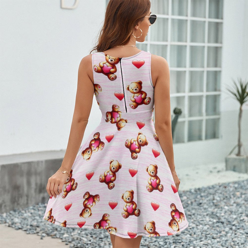 Teddy Bare V-Neck Sleeveless Dress
