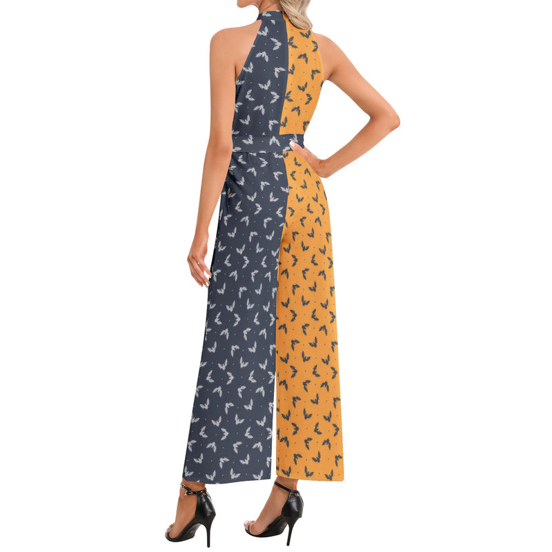 Halter Neck Buckle Belted Jumpsuit