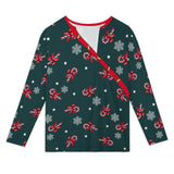 Women&#039;s Asymmetrical Neck Button-Up Shirt Long sleeved T-shirt