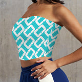 aqua open ring Basic Backless Tube Crop Top