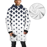 dk blue print 10K Men's Mid-Length Hooded Coat (Model H69)