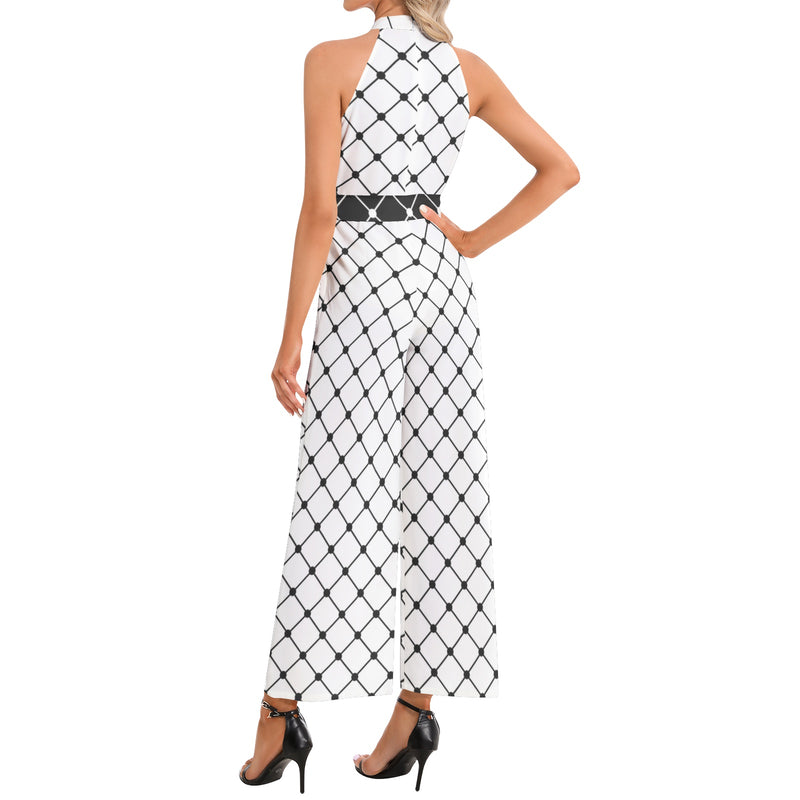 Halter Neck Buckle Belted Jumpsuit