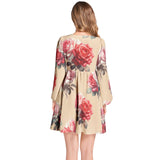 Lantern Sleeve Deep V-Neck Short Dress
