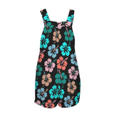 colorful hibiscus leggings print Women's Pocket Bib Short Romper