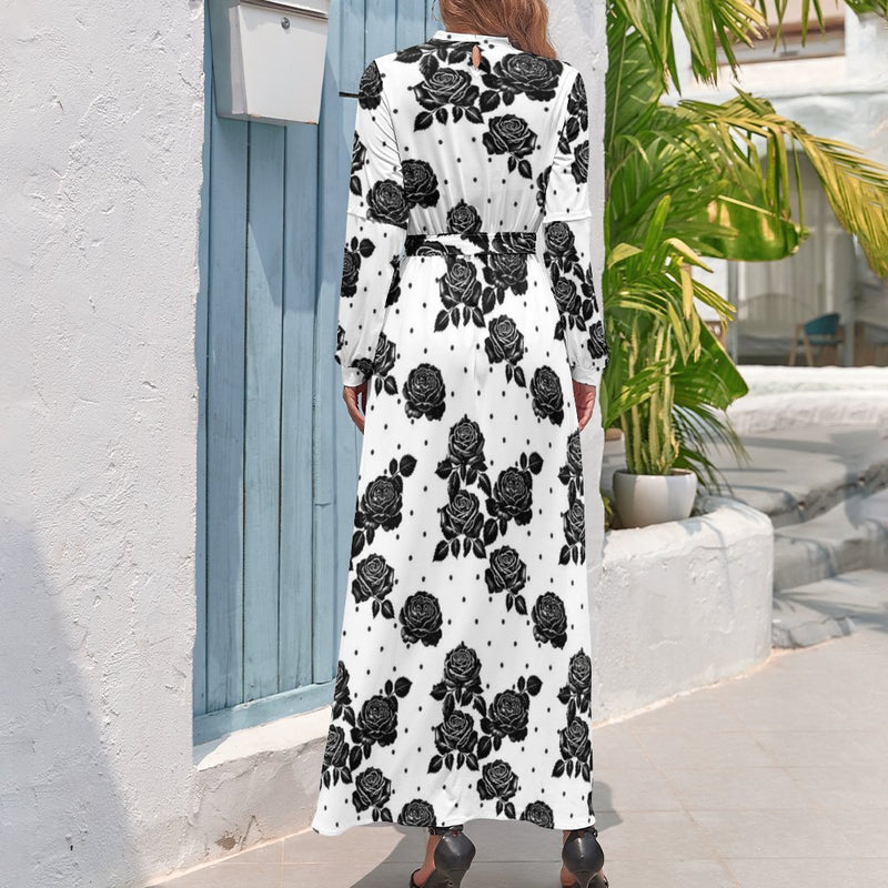Long Sleeve High Neck Long Dress Long Dress White / S