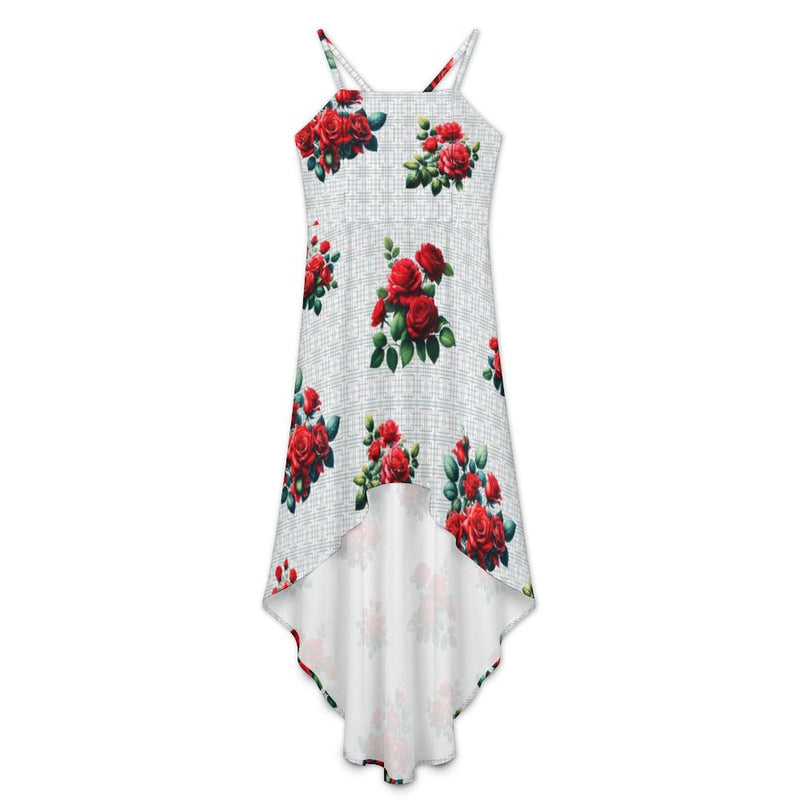 Women&#039;s High-Low Spaghetti Strap Dress Tailcoat skirt