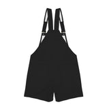 black solid apiary print Unisex Shorts Suspender Jumpsuit (Model L78)
