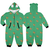 dinosaur green print 10 One-Piece Zip up Hooded Pajamas for Little Kids