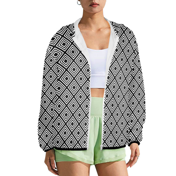 diamond back print 20 Women's Lightweight Sun Protection Hoodie (Model H62)