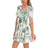 Short Sleeve Ruched Bust Flared Hem Dress