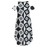 Cold Shoulder Long Split Dress with Pocket Dress