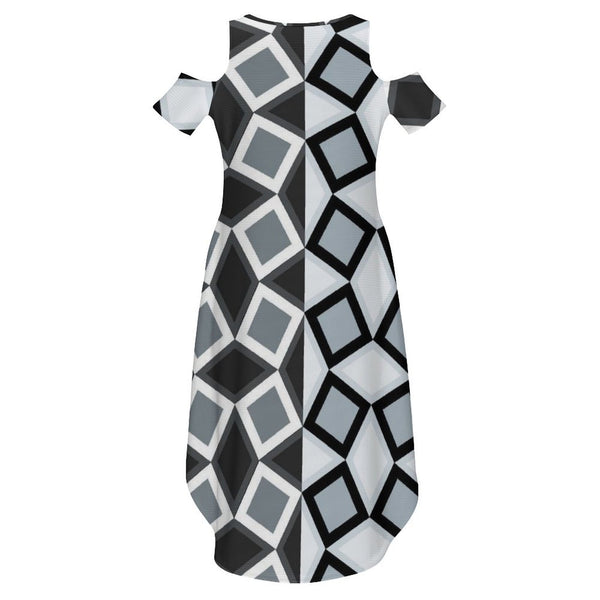 Cold Shoulder Long Split Dress with Pocket Dress