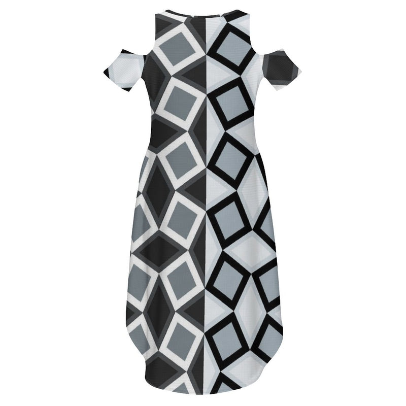 Cold Shoulder Long Split Dress with Pocket Dress