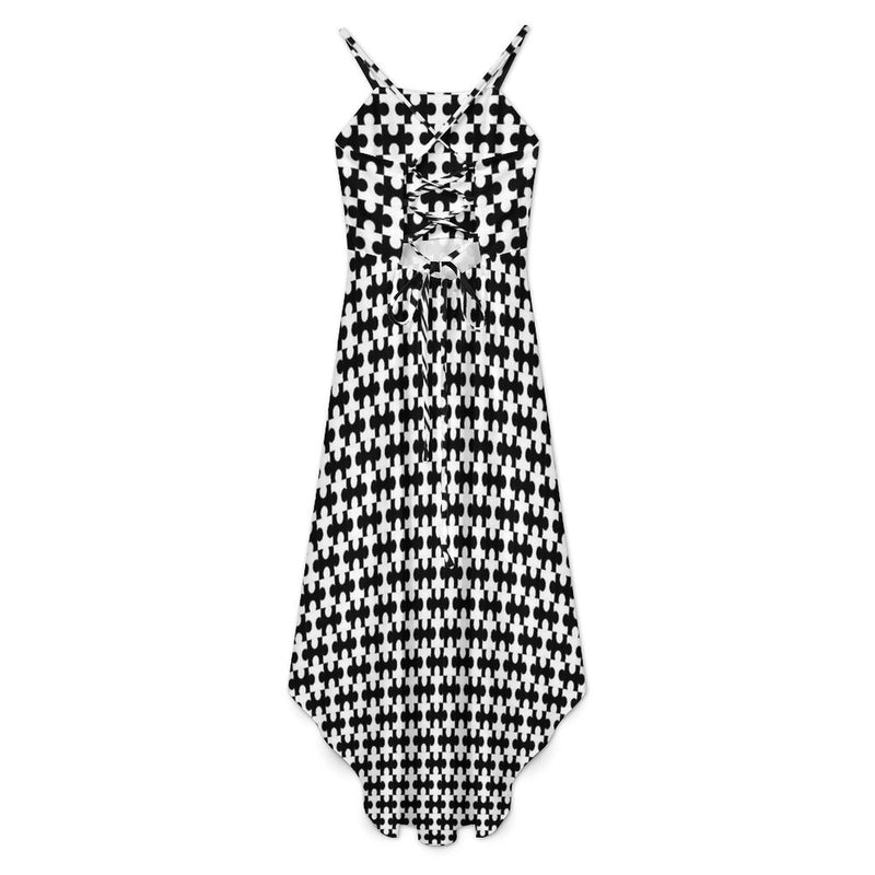 Women&#039;s High-Low Spaghetti Strap Dress Tailcoat skirt