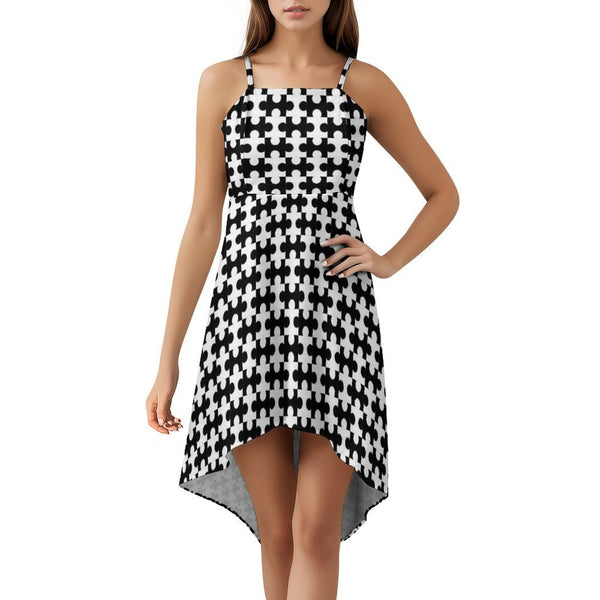 Women&#039;s High-Low Spaghetti Strap Dress Tailcoat skirt