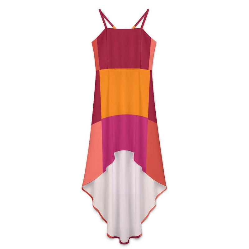 Women&#039;s High-Low Spaghetti Strap Dress Tailcoat skirt