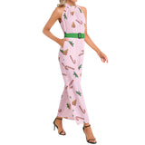 Halter Neck Buckle Belted Jumpsuit