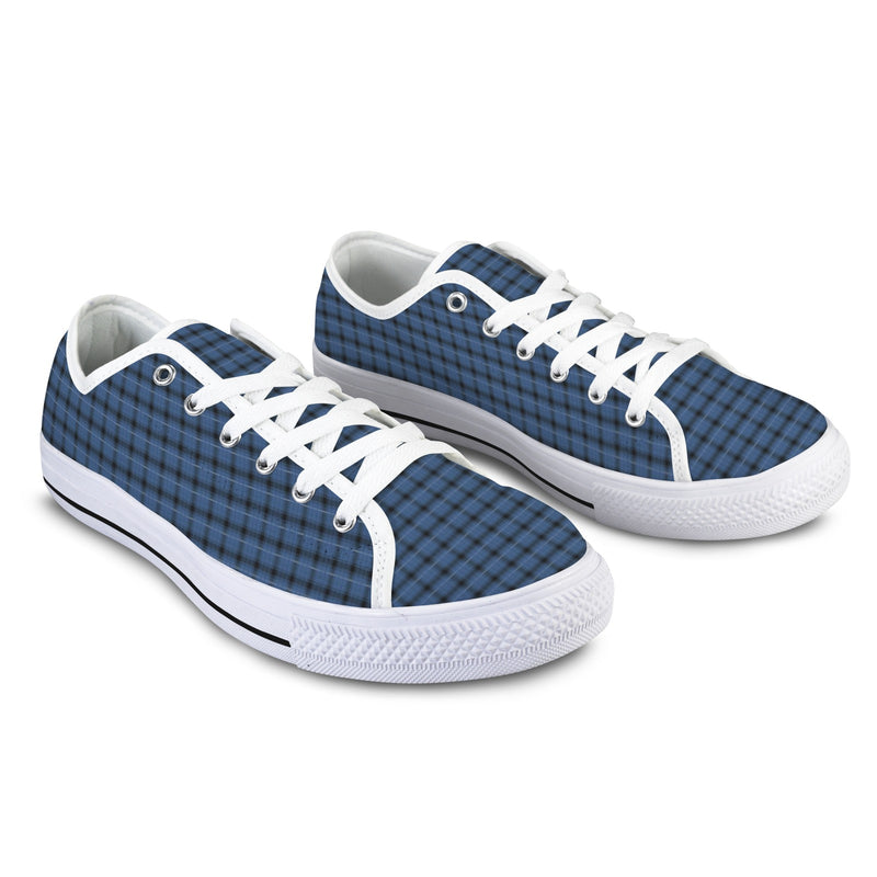 blue plaid print 4A Seattle Low Top Men's Shoes (Model 1013-6)