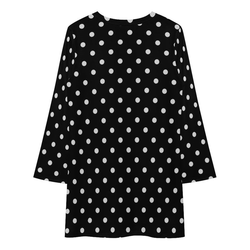 Polka Dot Long Sleeve Patchwork T-shirt Dress