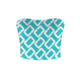 aqua open ring Basic Backless Tube Crop Top