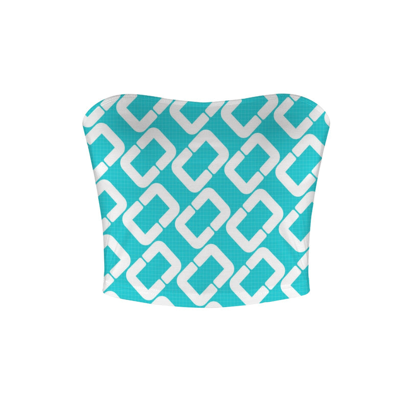 aqua open ring Basic Backless Tube Crop Top