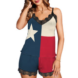 tex flag print 2z Women's Lace Camisole Pajama Set