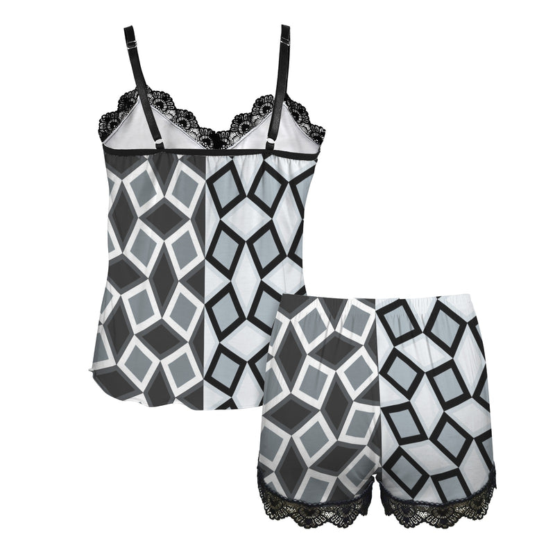 SELENIUM BIASED PRINT 10z Women's Lace Camisole Pajama Set