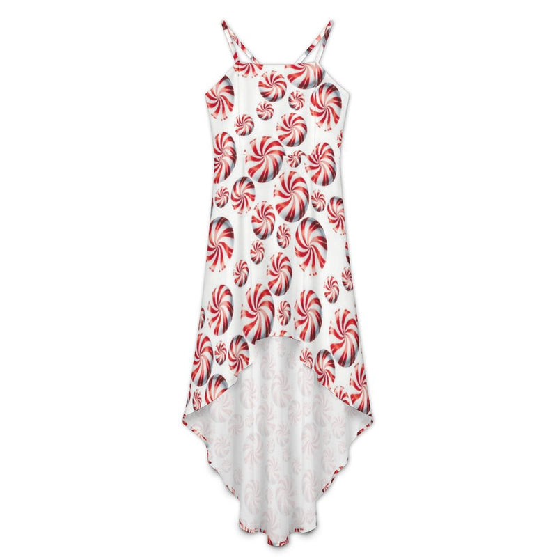 Women&#039;s High-Low Spaghetti Strap Dress Tailcoat skirt