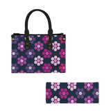 lg lav purple print PU Leather Handbag-Small (Model 1747)
