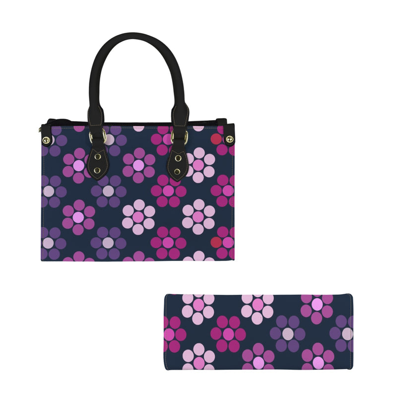 lg lav purple print PU Leather Handbag-Small (Model 1747)