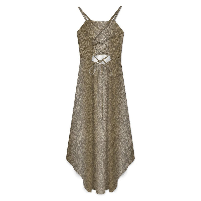 Women&#039;s High-Low Spaghetti Strap Dress Tailcoat skirt