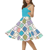 Sleeveless Square Neck Flare Hem Midi Dress